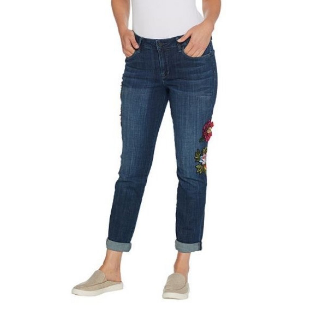 Laurie Felt Denim Embellished Boyfriend Jeans 2293